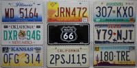 9 Schilder-Pack von der ROUTE 66 als SET Kennzeichen LOT # States: AZ CA IL KS MO NM OK TX + 1xDeko-