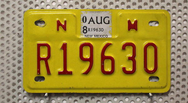 Motorradschild NM / New Mexico Nummernschild # R19630 =