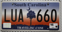 SOUTH CAROLINA Travel 2SC com - Nummernschild # LUA660